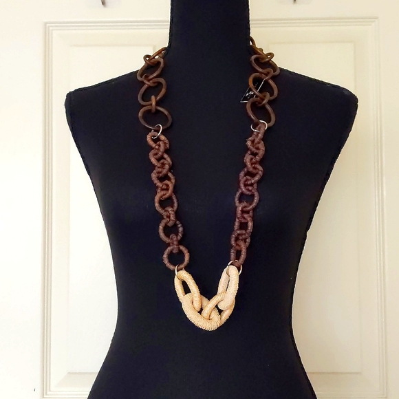 RARE! NWT. The Limited Multiple Shapes/Colors/Materials Hoop Chained Necklace. - Picture 1 of 5